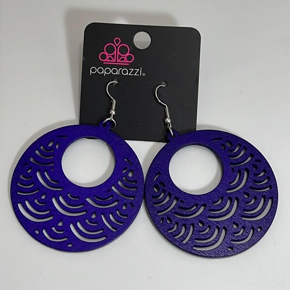 Paparazzi Jewelry Purple Earrings Large New Hook Back